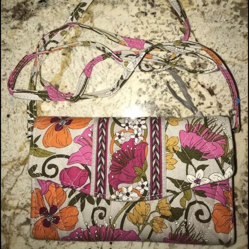 Vera Bradley Crossbody Wallet shoulder strap flora
